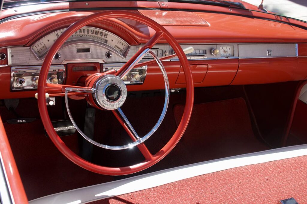 Interior of a classic car.